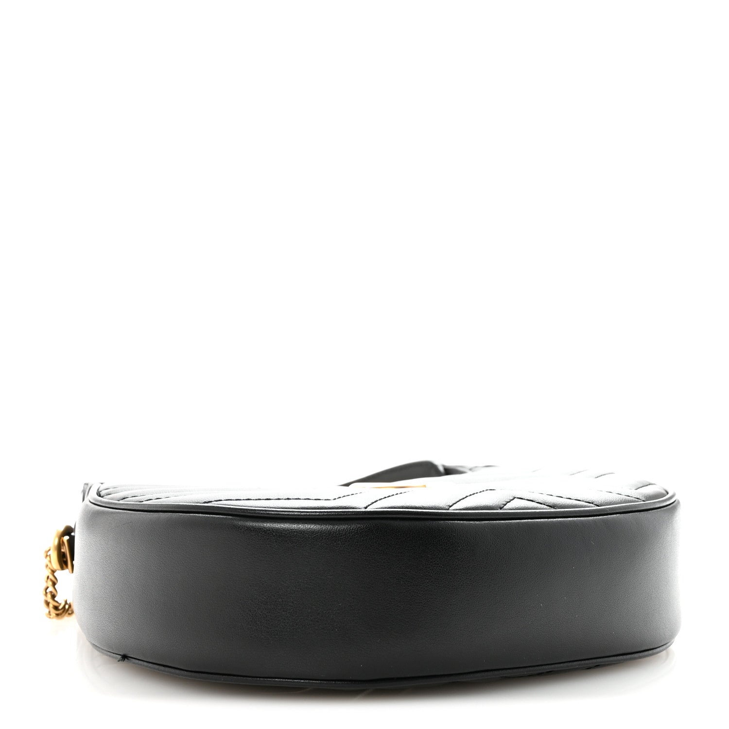 Gucci Calfskin Matelasse Chevron Mini GG Marmont Half Moon Hobo Black 4 of 9