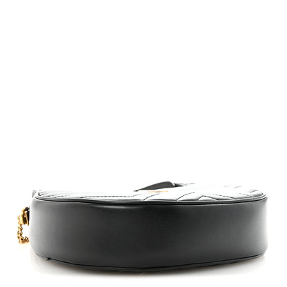 Gucci Calfskin Matelasse Chevron Mini GG Marmont Half Moon Hobo Black 4 of 9