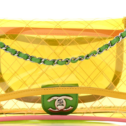 Chanel PVC Lambskin Stitched Medium Coco Splash Flap Yellow Green Pink 8 of 10