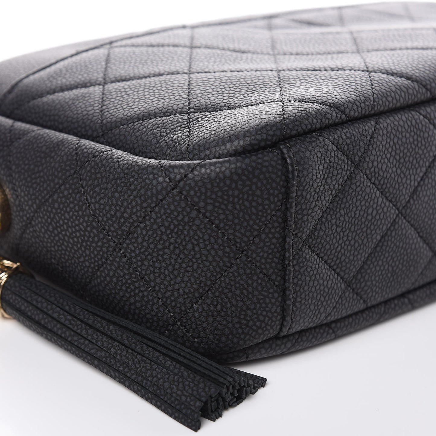 Caviar Quilted Medium Coco Tassel Camera Case Black