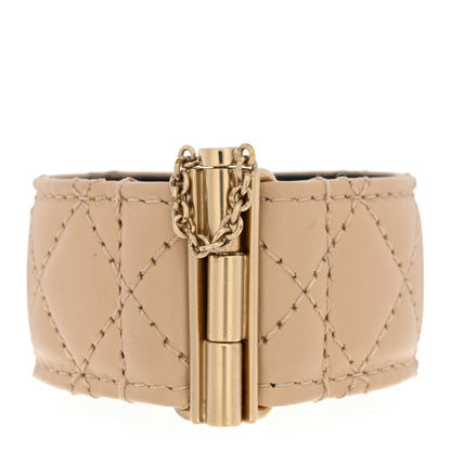 Chanel Lambskin Quilted Pearl CC Cuff Bracelet Beige 3 of 5