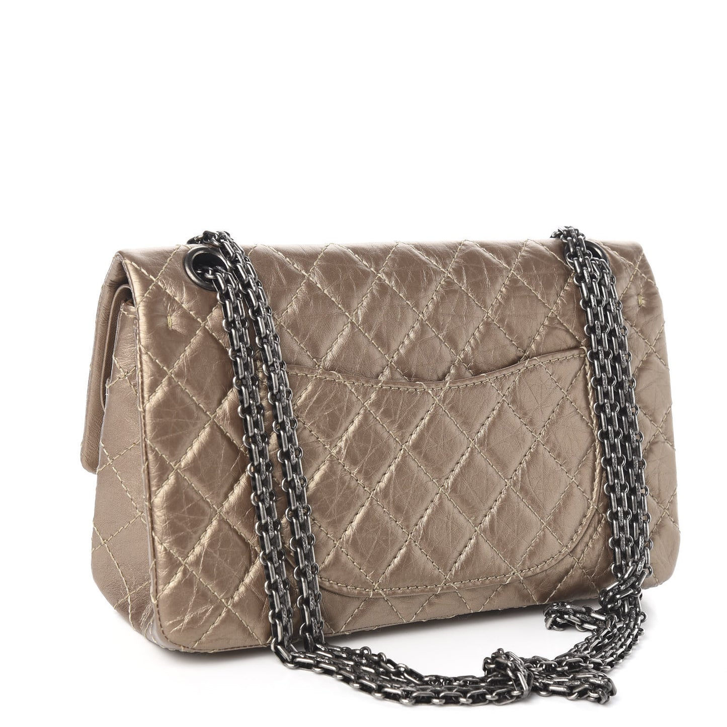Metallic Aged Calfskin Quilted 2.55 Reissue 225 Flap Gold