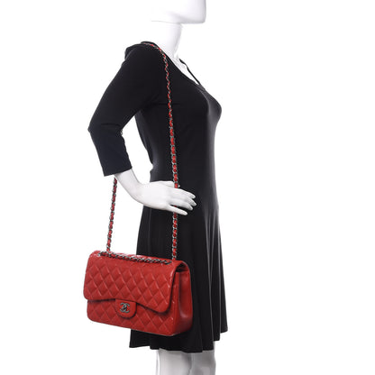Chanel Lambskin Quilted Jumbo Double Flap Red 2 of 12