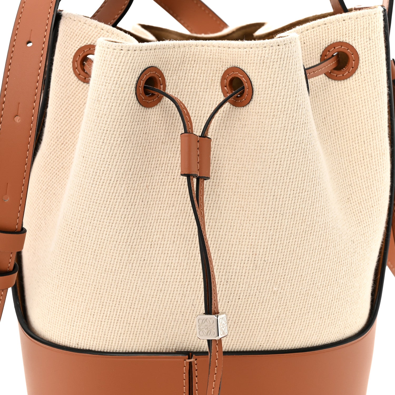 Loewe Canvas Calfskin Balloon Bucket Bag Ecru Tan 8 of 10