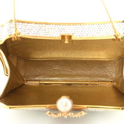 Judith Leiber Swarovski Crystal Butterfly Minaudiere Clutch Silver Gold 5 of 12