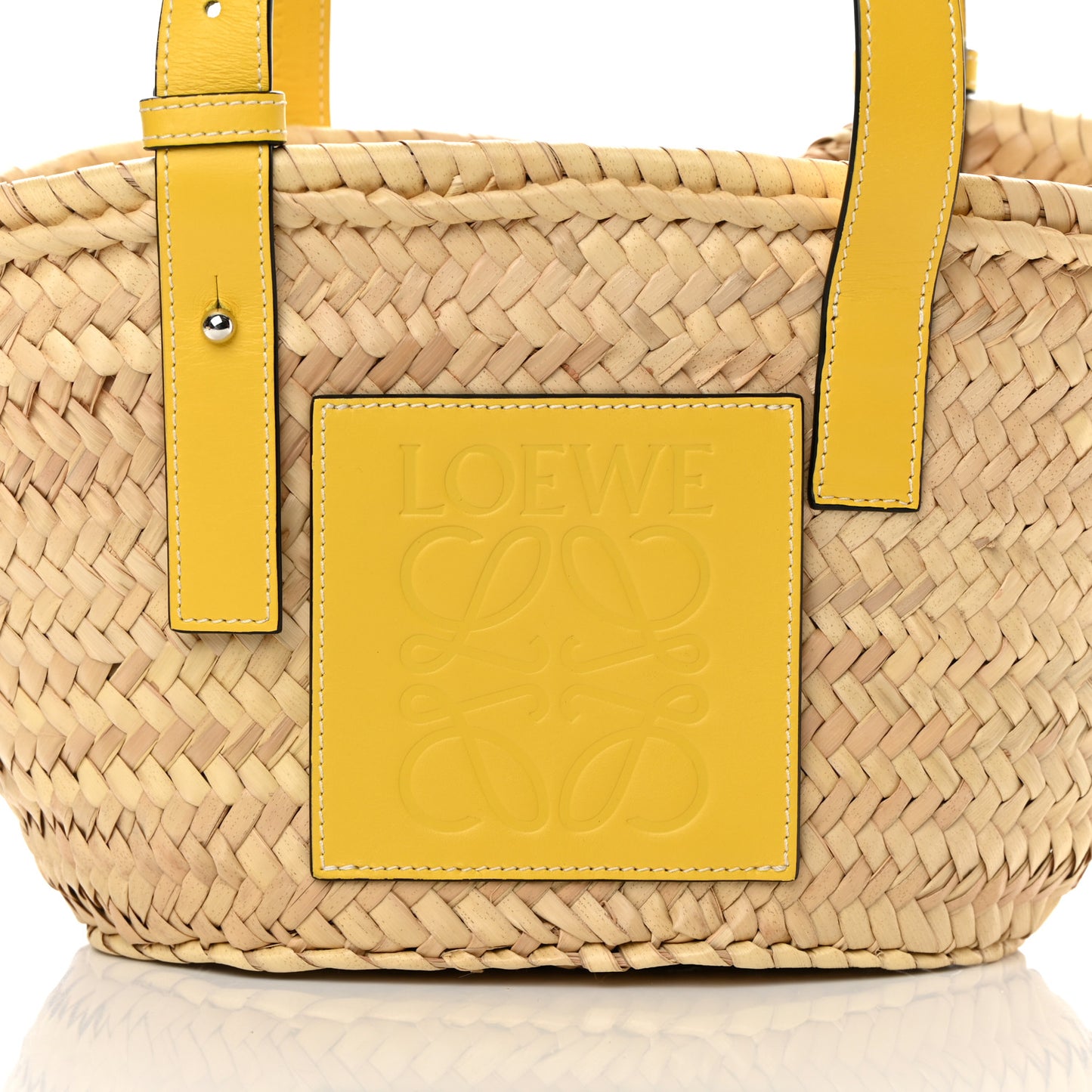 Raffia Small Basket Tote Bag Natural Yellow