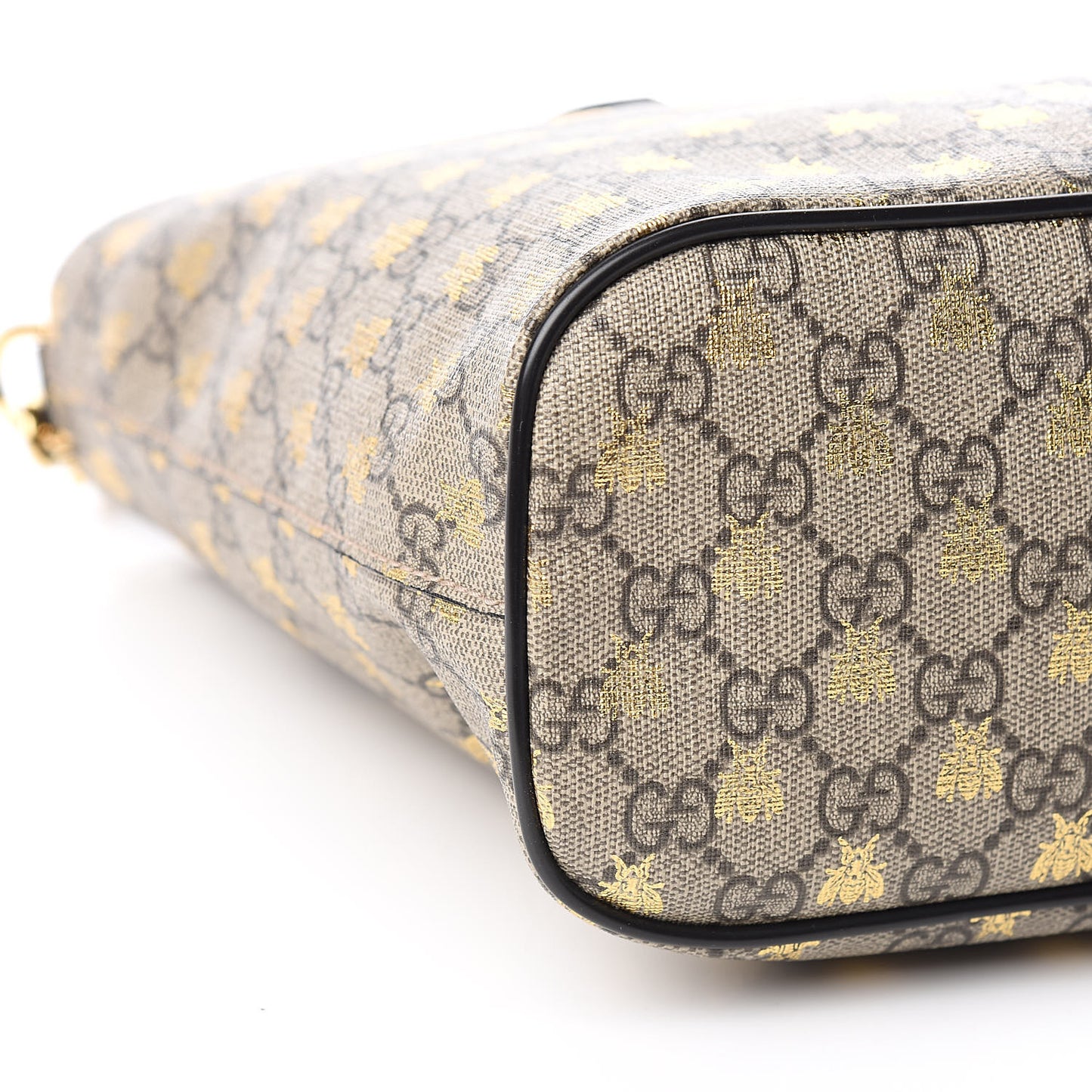 Soft GG Supreme Monogram Bees Small Crossbody Tote Beige Oro Black
