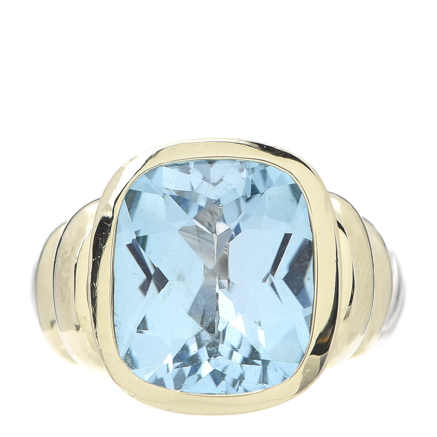 David Yurman Sterling Silver 14K Yellow Gold Blue Topaz Noblesse Ring 52 6 1 of 6
