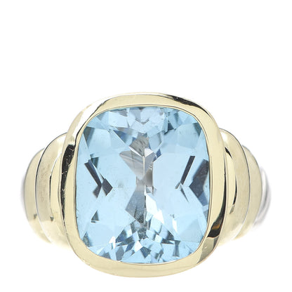 David Yurman Sterling Silver 14K Yellow Gold Blue Topaz Noblesse Ring 52 6 1 of 6