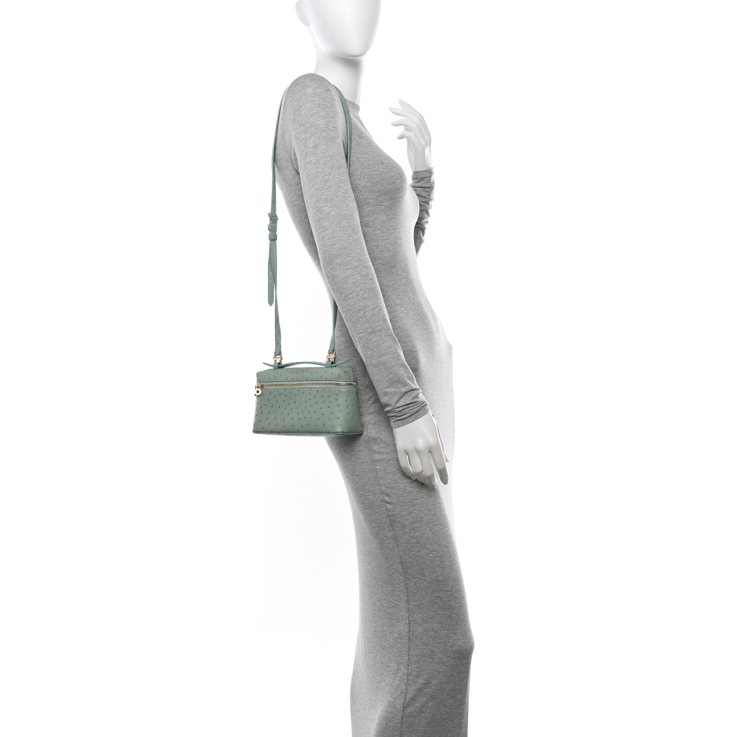 Loro Piana Ostrich L19 Extra Pocket Pouch Light Blue 3 of 9