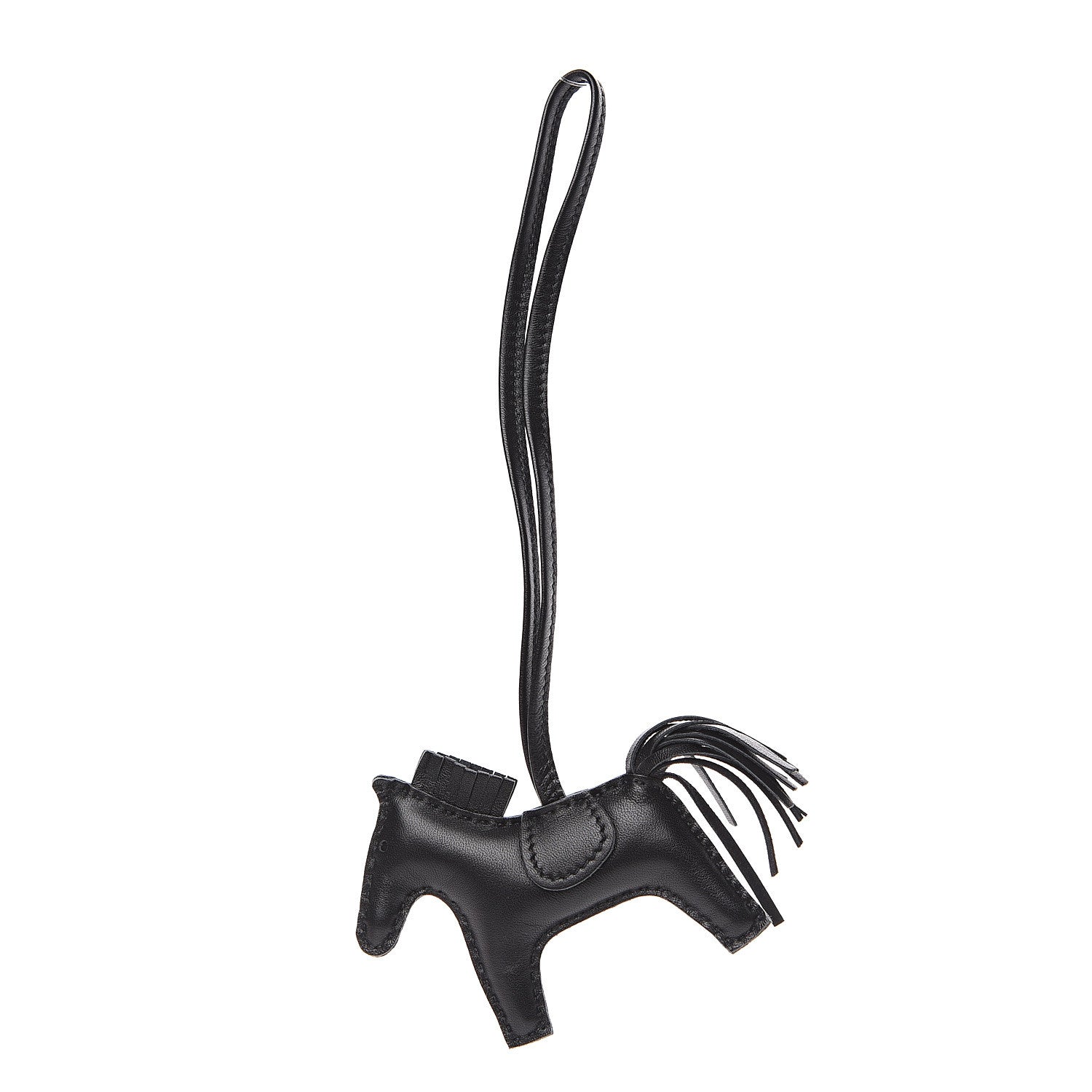 Hermes Milo Lambskin Grigri Rodeo Horse Bag Charm PM So Black 1 of 4