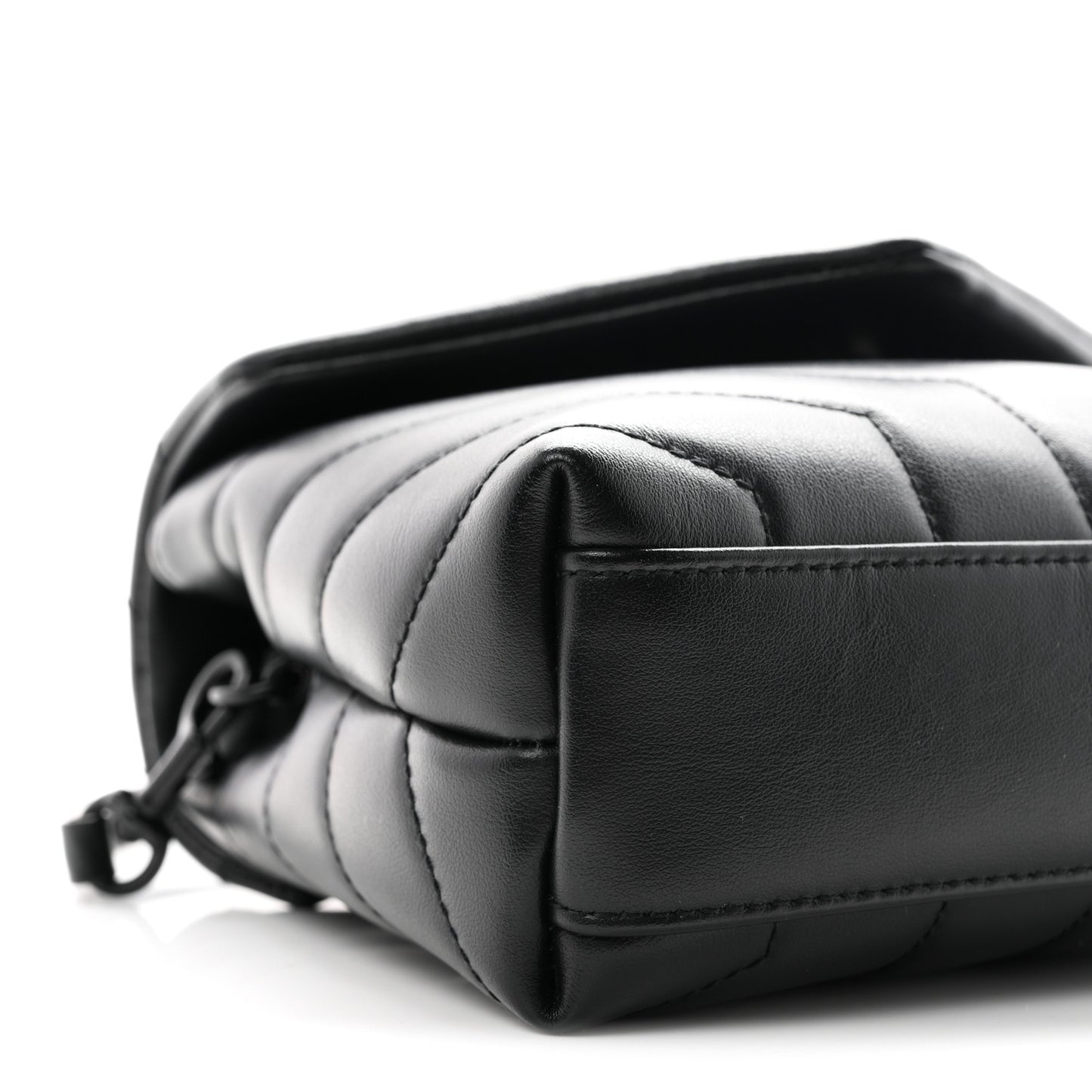 Calfskin Y Quilted Monogram Monochrome Toy Loulou Crossbody Bag Black