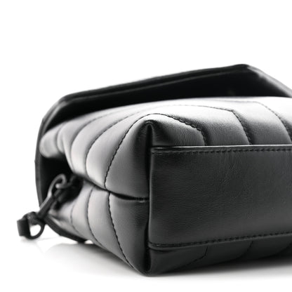 Saint Laurent Calfskin Y Quilted Monogram Monochrome Toy Loulou Crossbody Bag Black 8 of 9