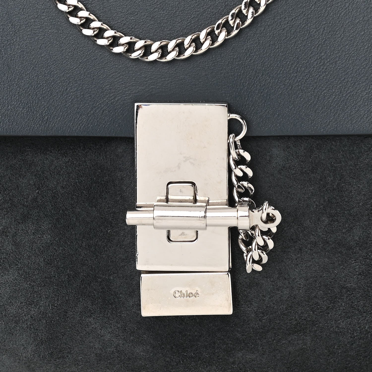 Chloe Suede Smooth Calfskin Mini Drew Shoulder Bag Silver Blue 8 of 12