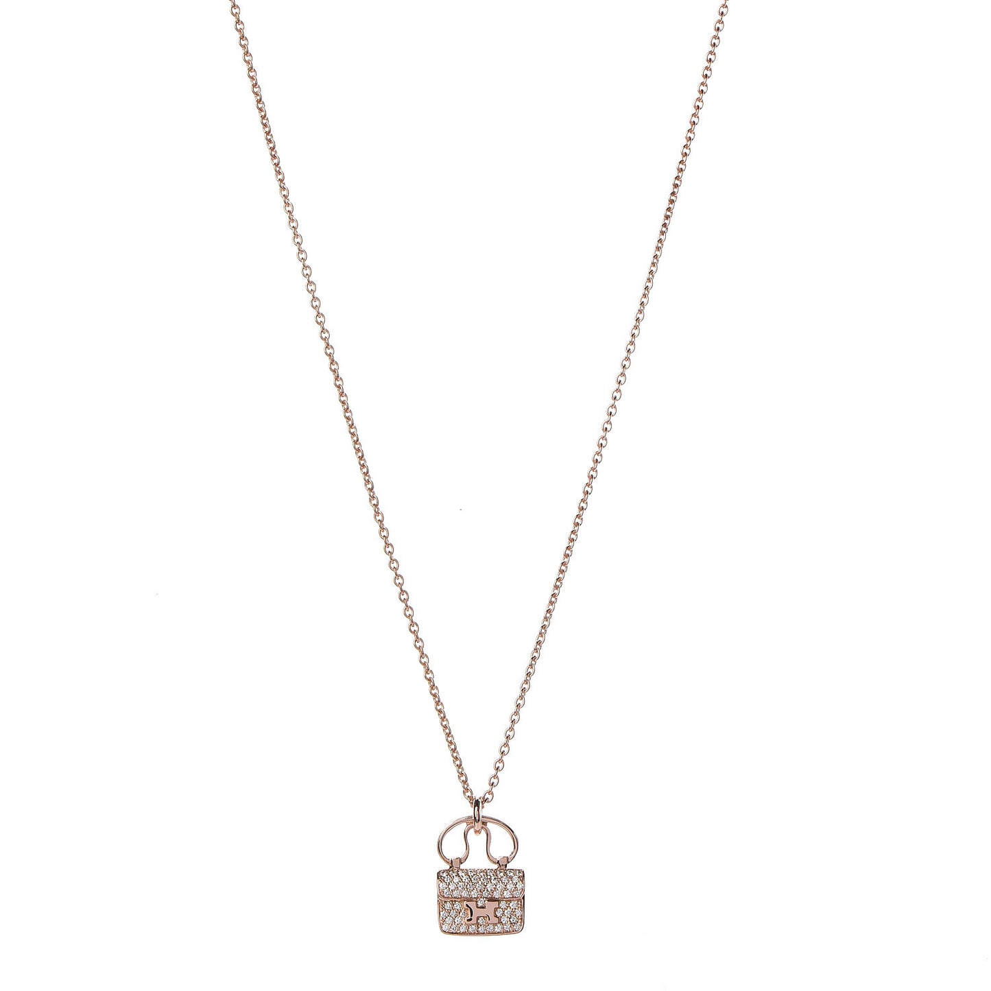 18K Rose Gold Diamond Constance Amulette Pendant Necklace