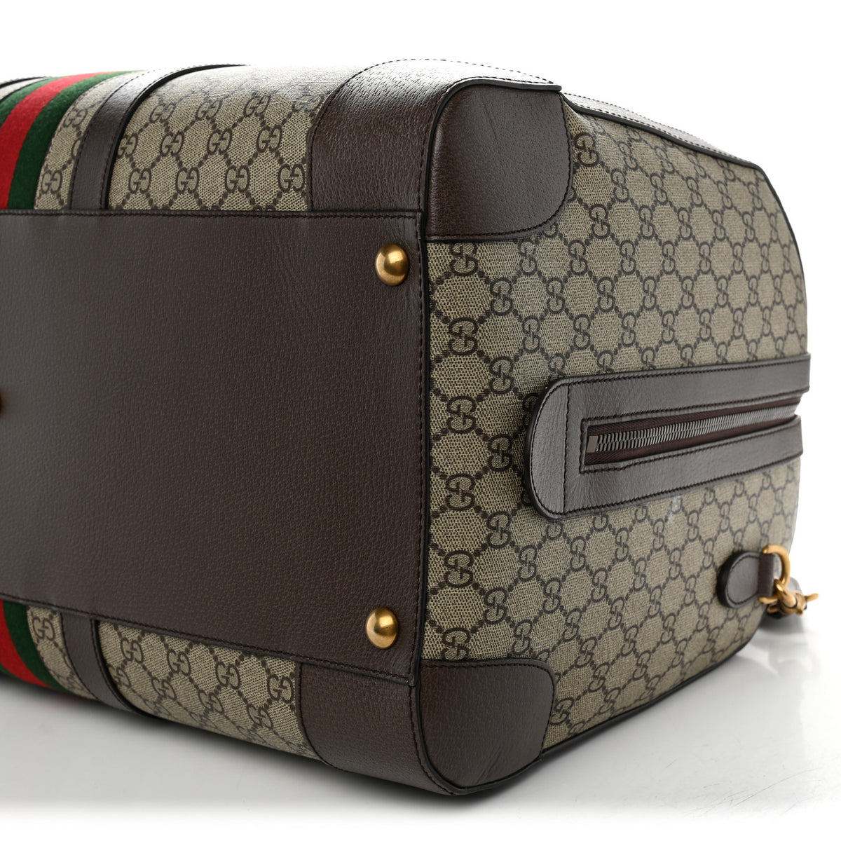 Gucci GG Supreme Monogram Textured Dollar Calfskin Web Large Savoy Duffle Bag Beige Ebony 9 of 10
