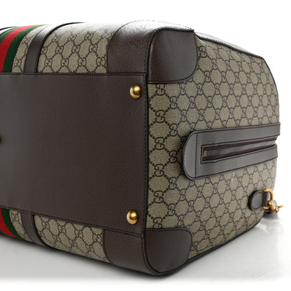 Gucci GG Supreme Monogram Textured Dollar Calfskin Web Large Savoy Duffle Bag Beige Ebony 9 of 10