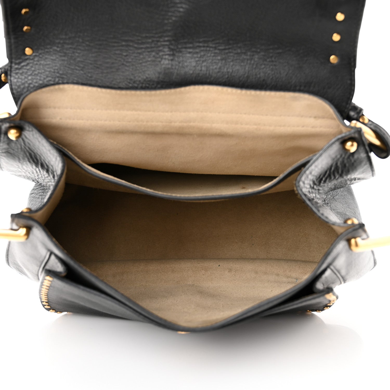 Chloe Calfskin Studded Medium Hudson Double Carry Shoulder Bag Black 5 of 13