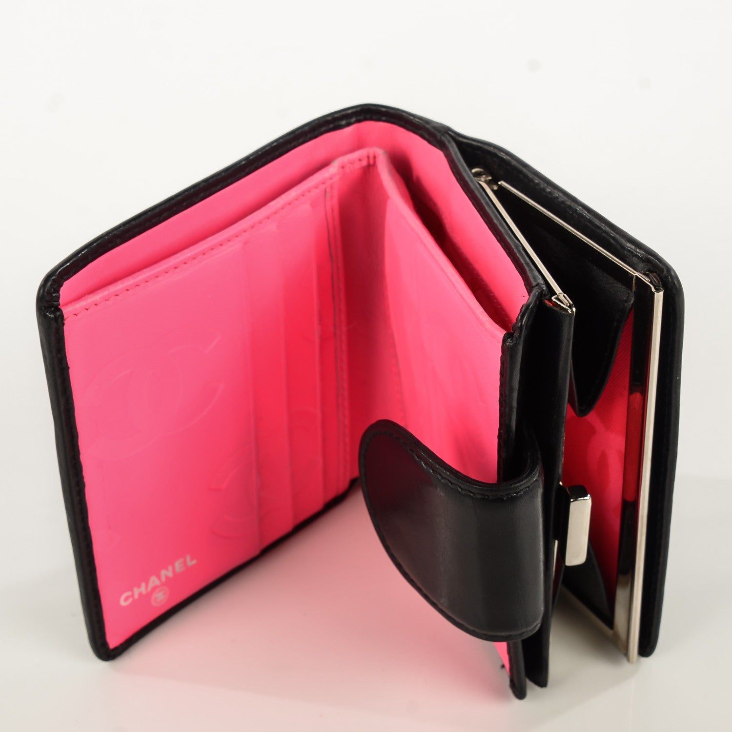 Chanel Calfskin Quilted Cambon Bi-Fold Wallet Black White 8 of 8