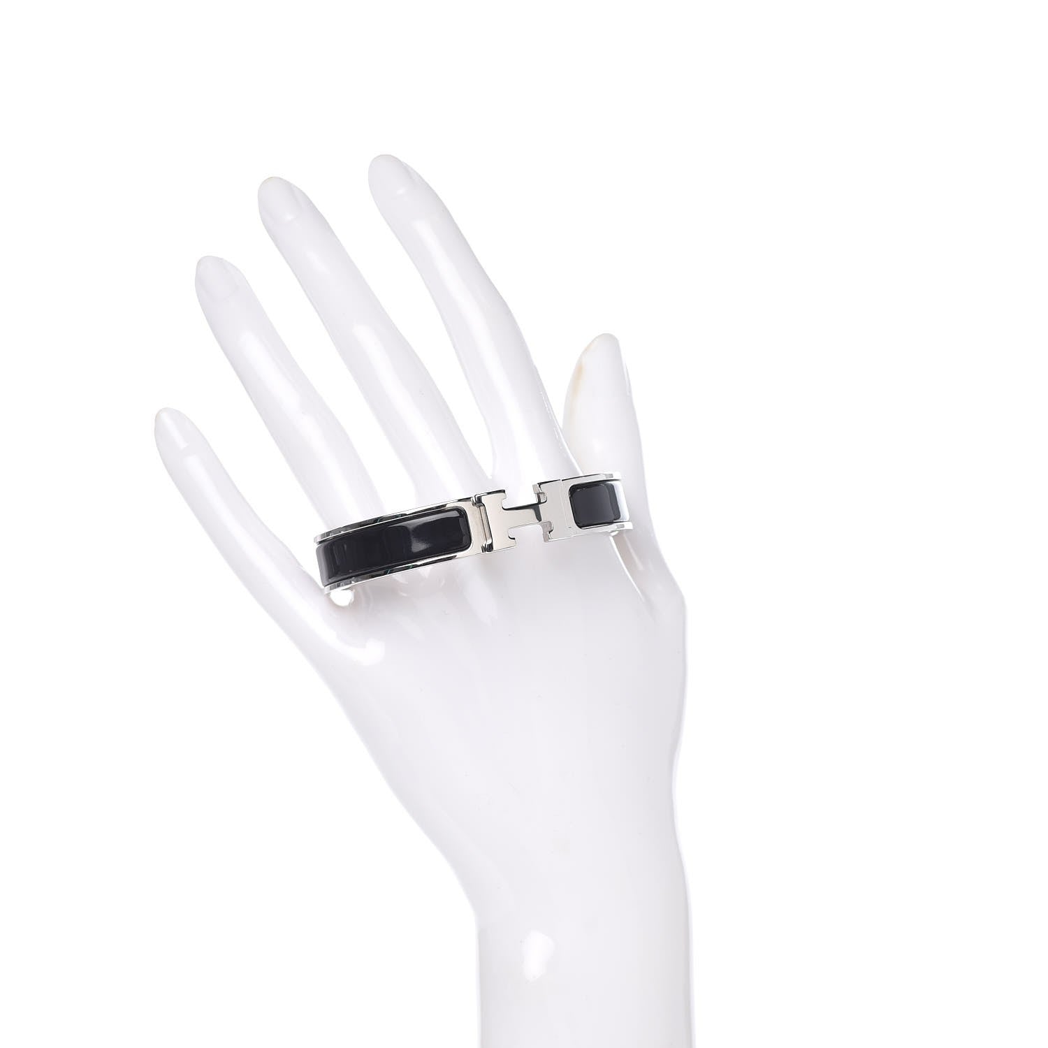 Hermes Enamel Narrow Clic Clac H Bracelet GM Black 2 of 7