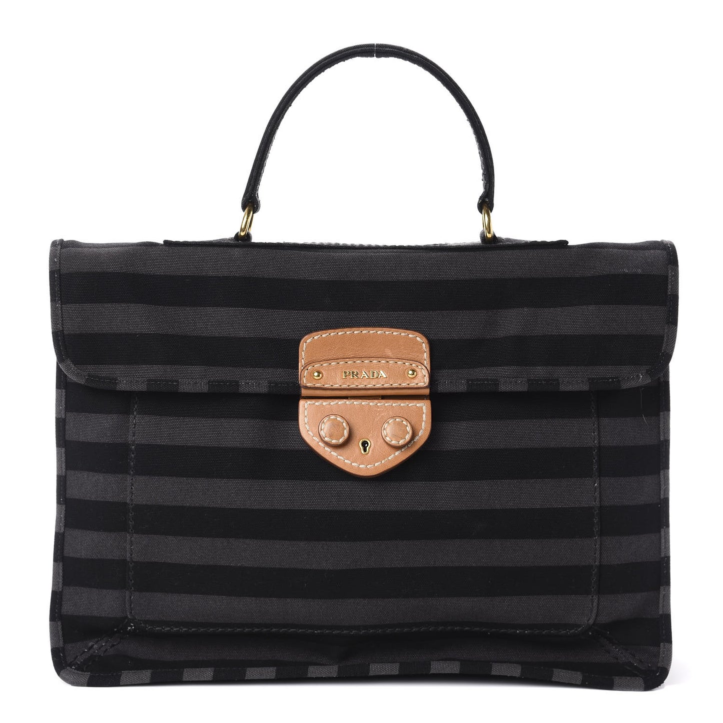 Canvas Canapa Righe Striped Top Handle Satchel Gendarme