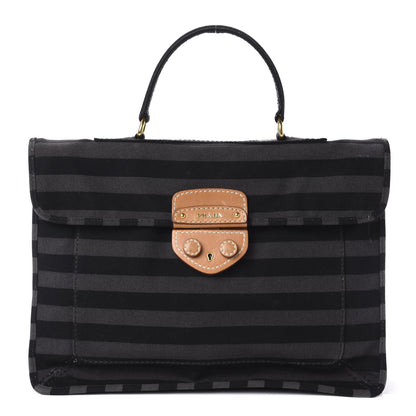 Prada Canvas Canapa Righe Striped Top Handle Satchel Gendarme 1 of 9
