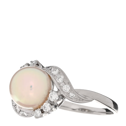 Mikimoto Platinum Diamond Akoya Cultured Pearl 8-8.5mm Cocktail Ring 50 5.25 4 of 6