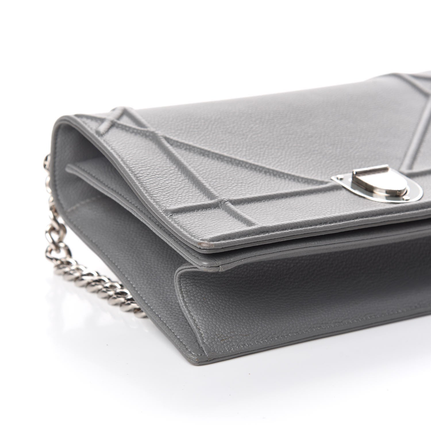 Christian Dior Grained Calfskin Medium Diorama Flap Bag Gris 8 of 9