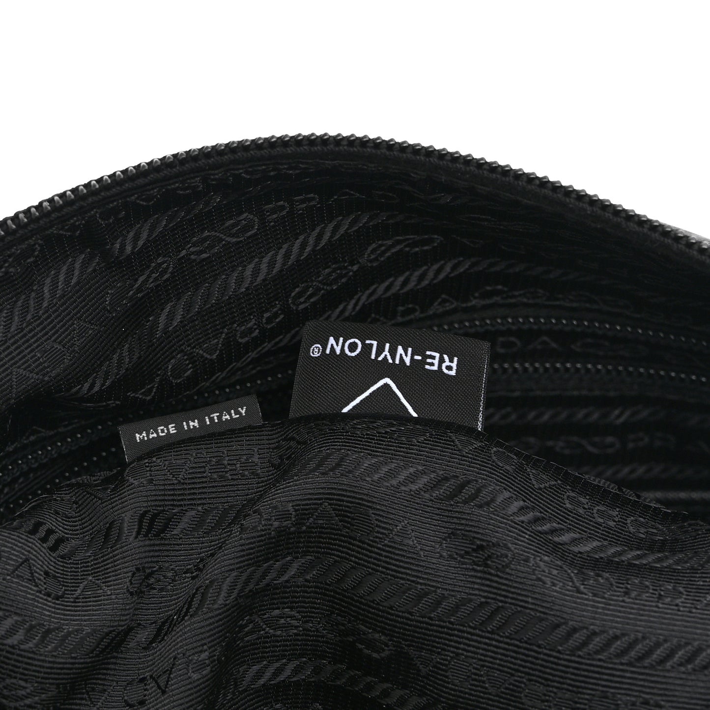 Re-Nylon Vela Saffiano Pocket Double Zip Messenger Bag Black