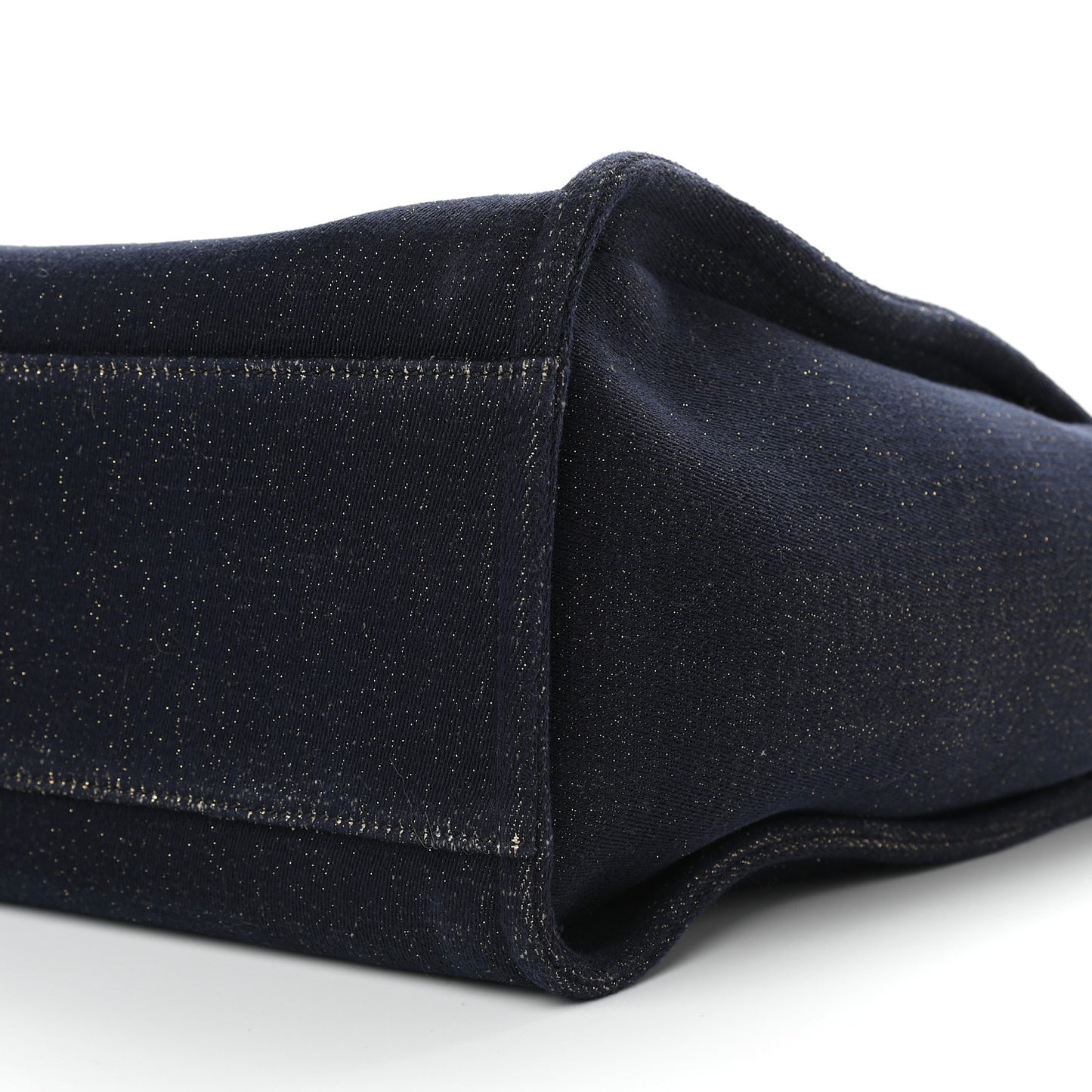 Lurex Canvas Medium Deauville Tote Navy Blue Gold