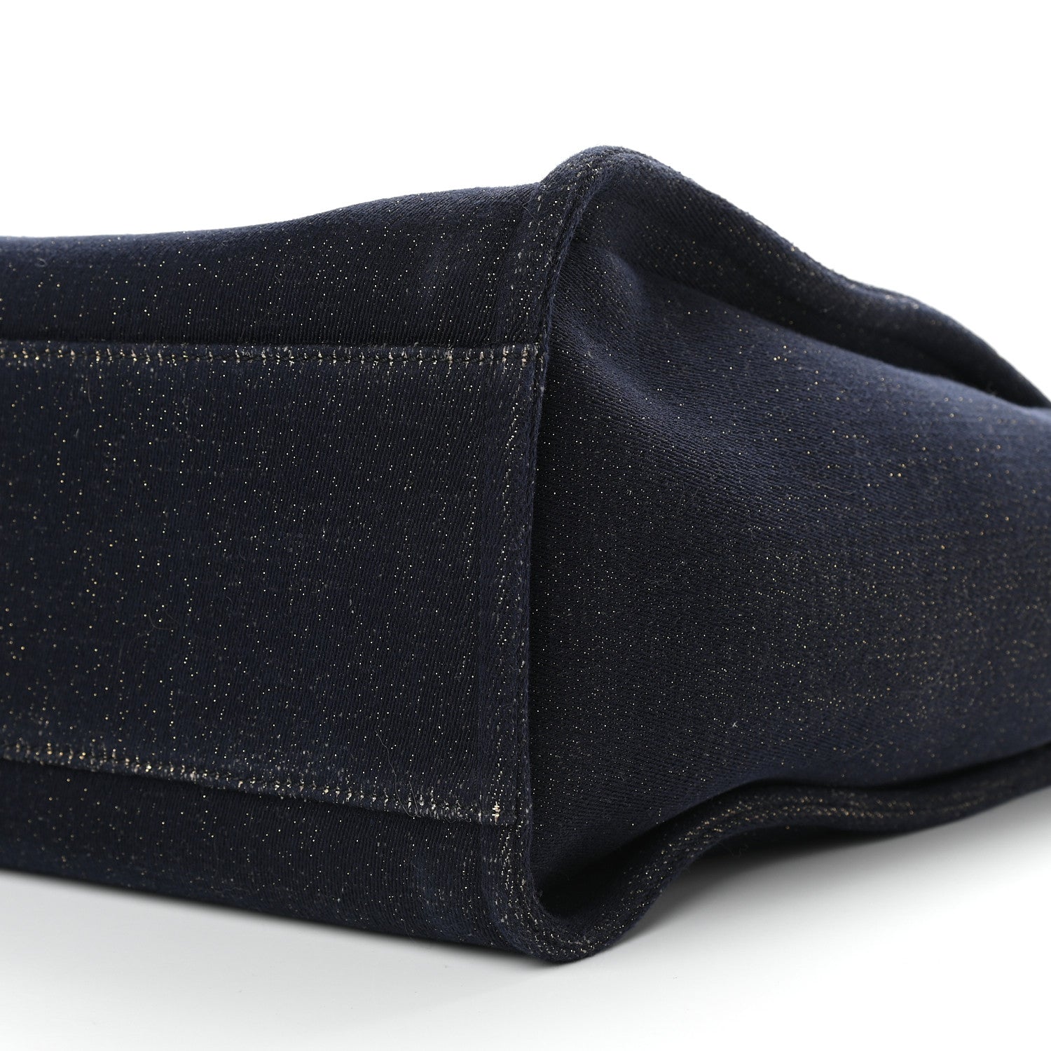 Chanel Lurex Canvas Medium Deauville Tote Navy Blue Gold 8 of 9