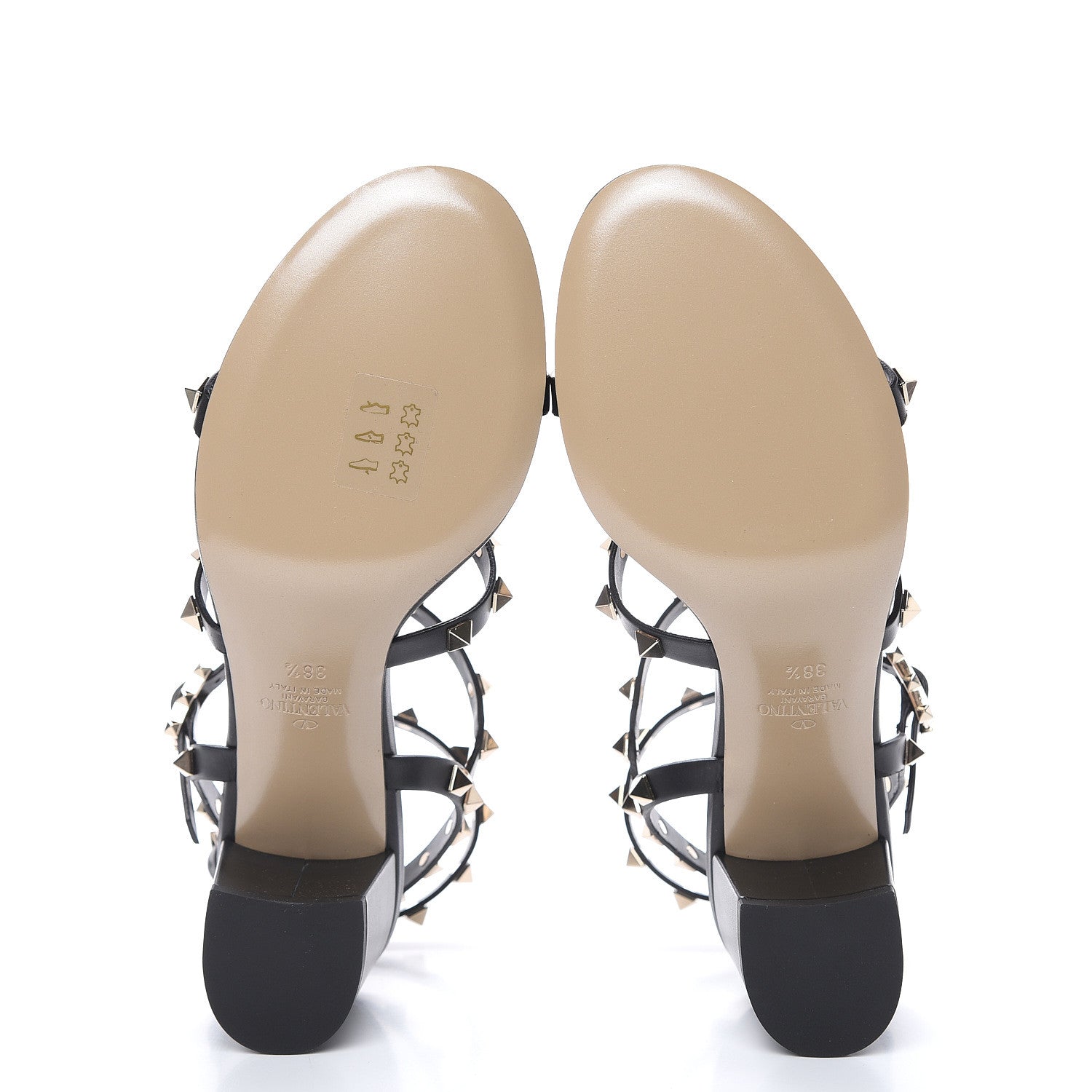 Valentino Garavani Calfskin Rockstud 60mm City Sandals 38.5 Black 5 of 8