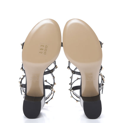 Valentino Garavani Calfskin Rockstud 60mm City Sandals 38.5 Black 5 of 8