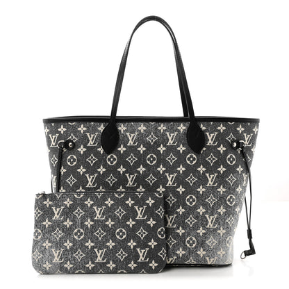 Louis Vuitton Denim Monogram Jacquard Neverfull MM Grey 3 of 10