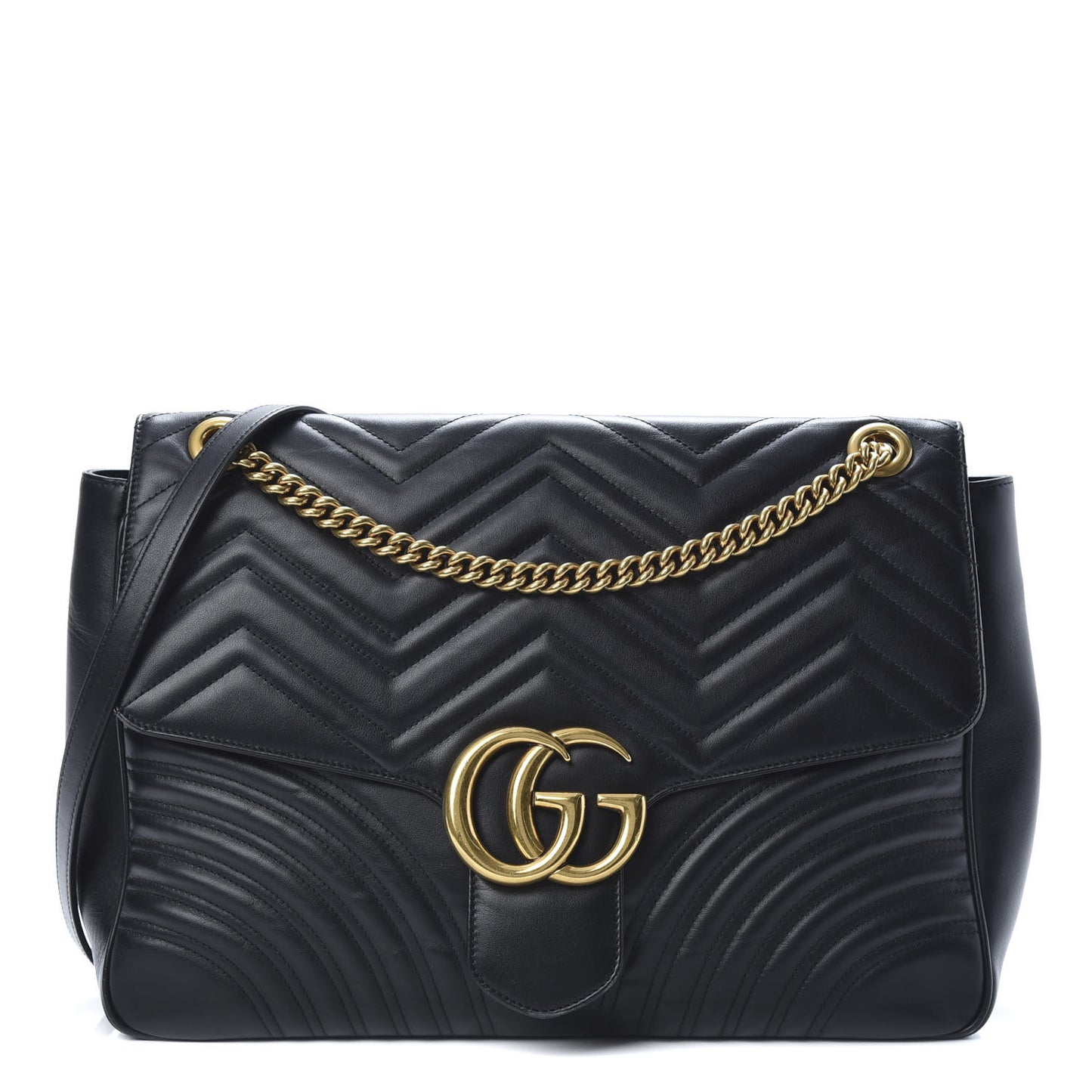 Calfskin Matelasse Large GG Marmont Shoulder Bag Black