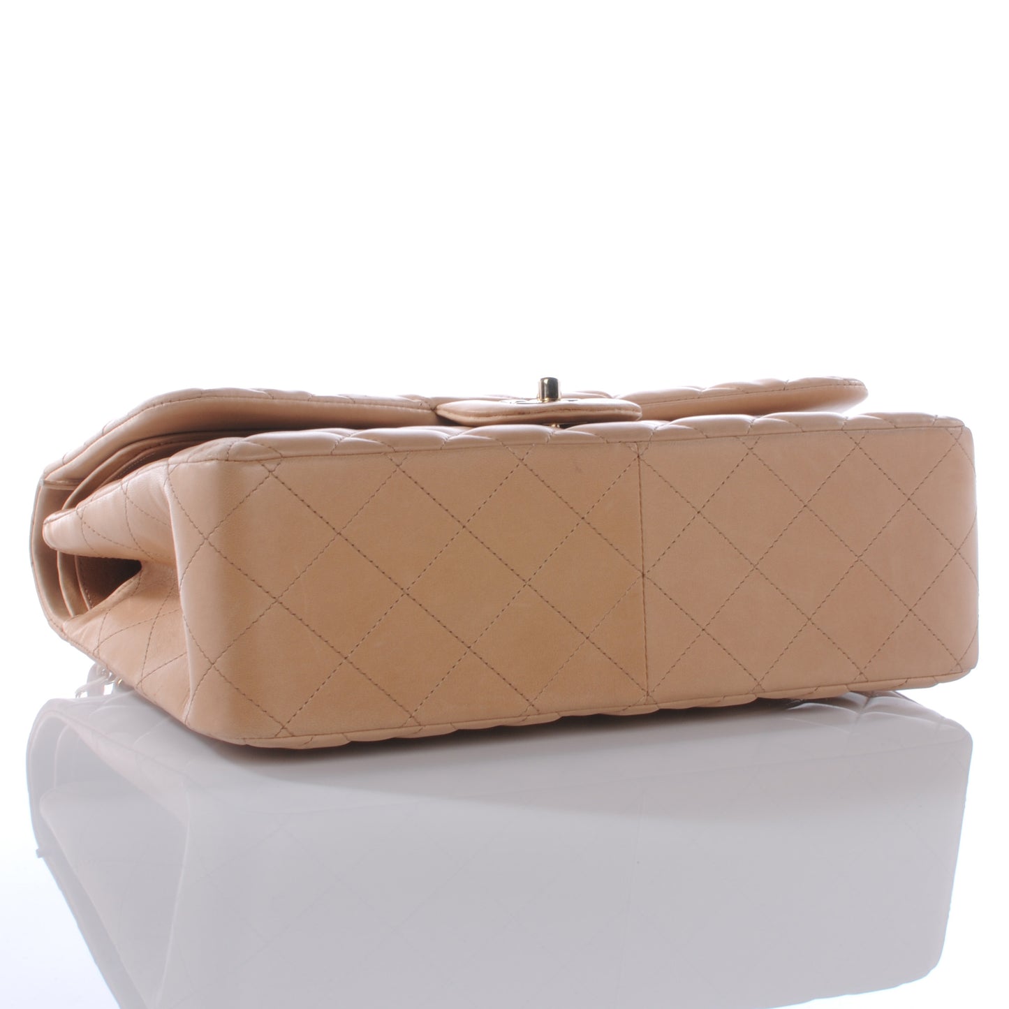 Lambskin Jumbo Double Flap Dark Beige