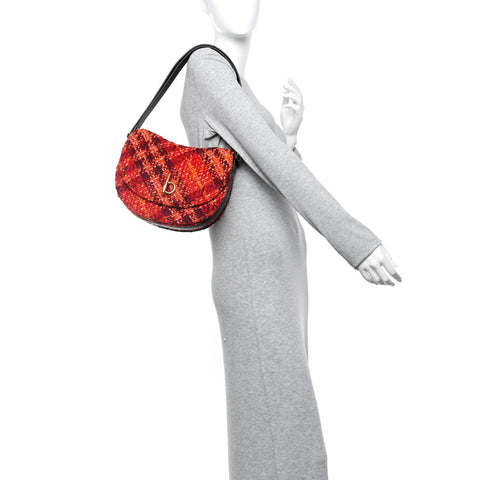 Tweed Check Medium Rocking Horse Crossbody Red Black