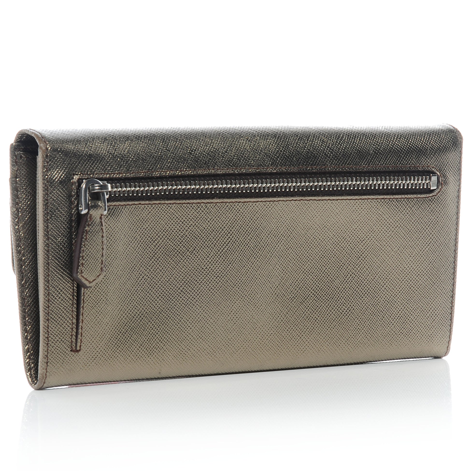 Prada Saffiano Stones Continental Wallet Piombo 3 of 8