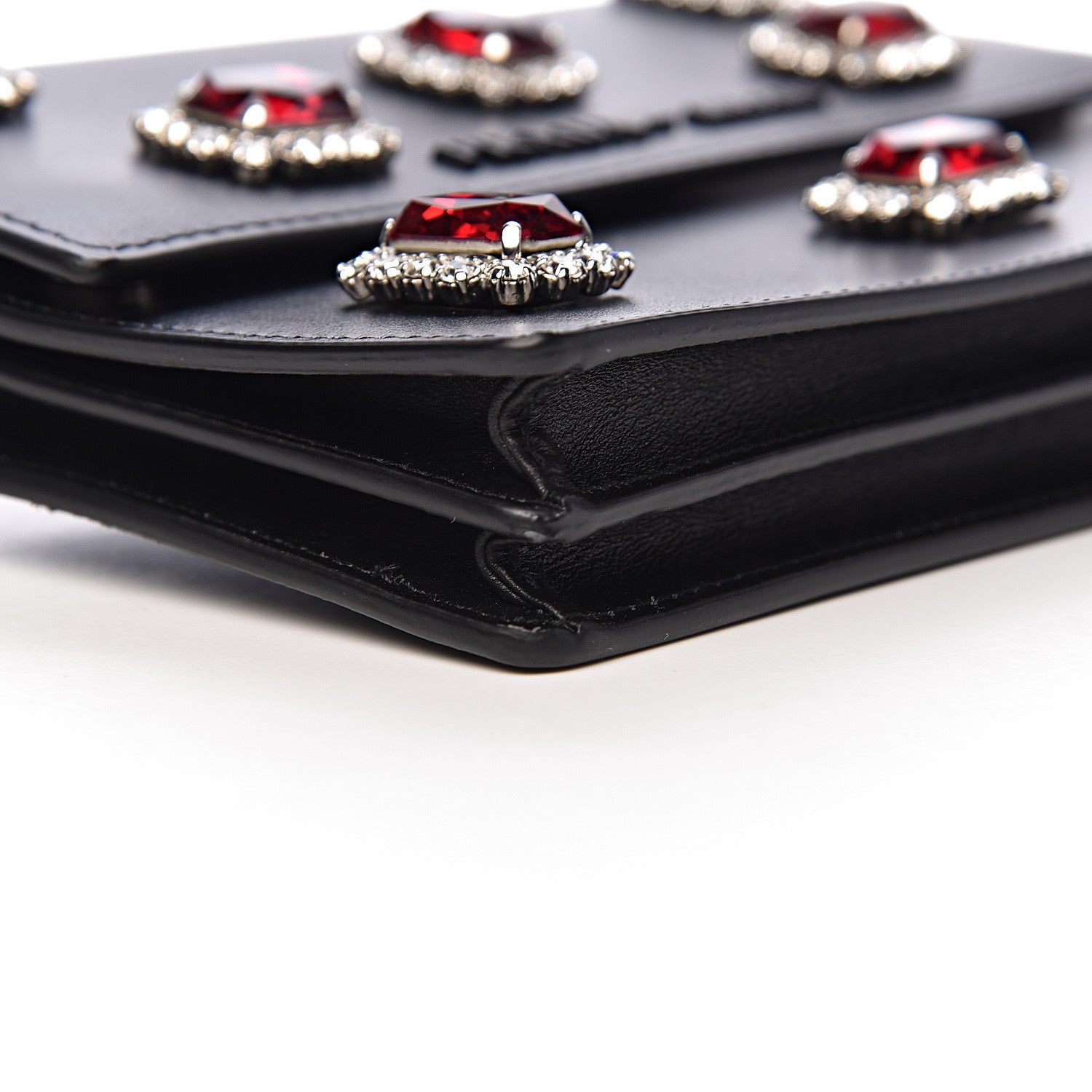 Prada City Calfskin Crystal Embellished Mini Shoulder Bag Black 9 of 12