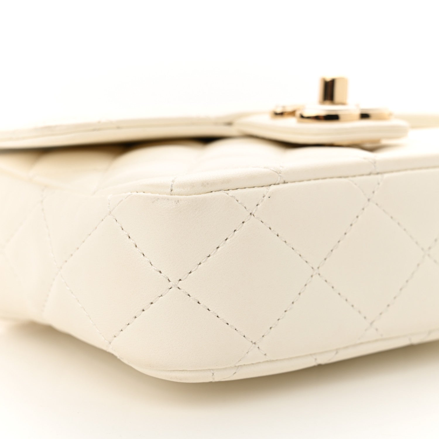 Chanel Lambskin Resin Quilted Mini Heart Square Flap White 9 of 11