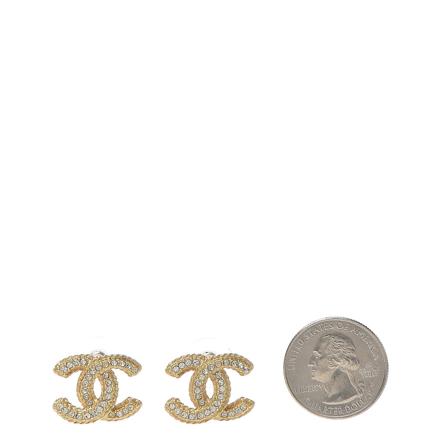 Chanel Crystal CC Earrings Gold 2 of 5