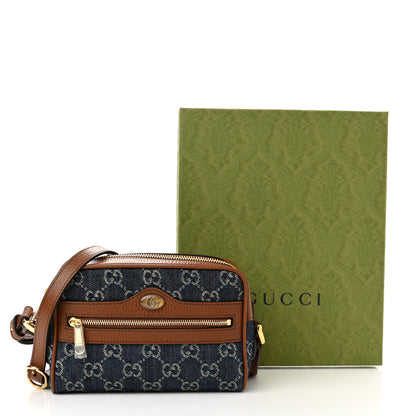 Gucci New Denim GG Monogram Dollar Calfskin Mini Ophidia Shoulder Bag Blue Tea Cuir Epilog 11 of 11
