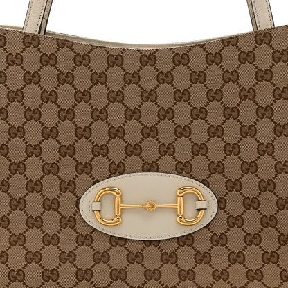 Gucci Monogram New Sakai Calfskin Lux Horsebit 1955 Tote Beige Ebony Mystic White 9 of 11