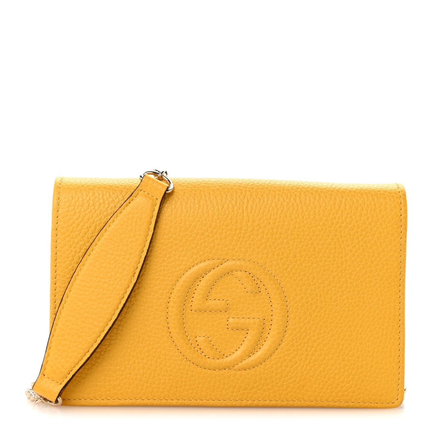 Pebbled Calfskin Soho Wallet on Chain New Buttercup
