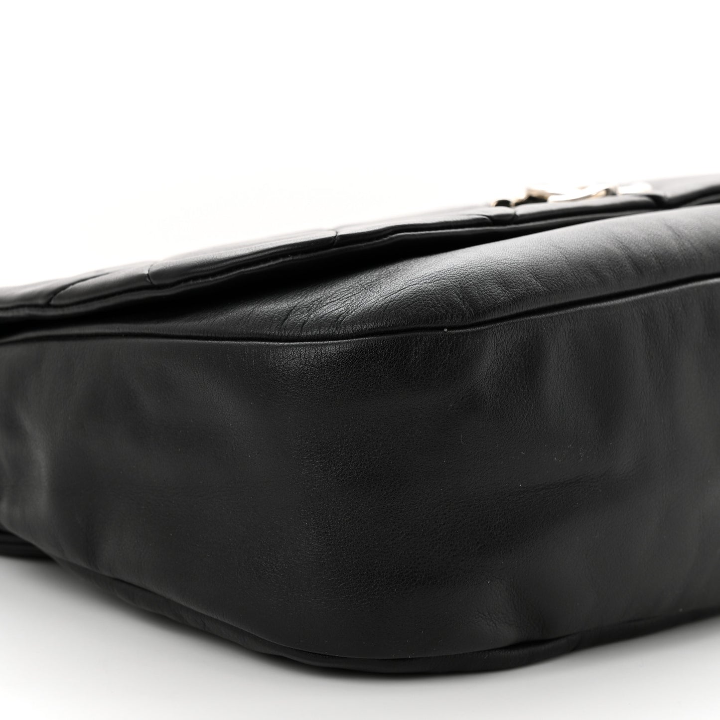 Lambskin Quilted Enamel CC Pillow Soft Flap Black