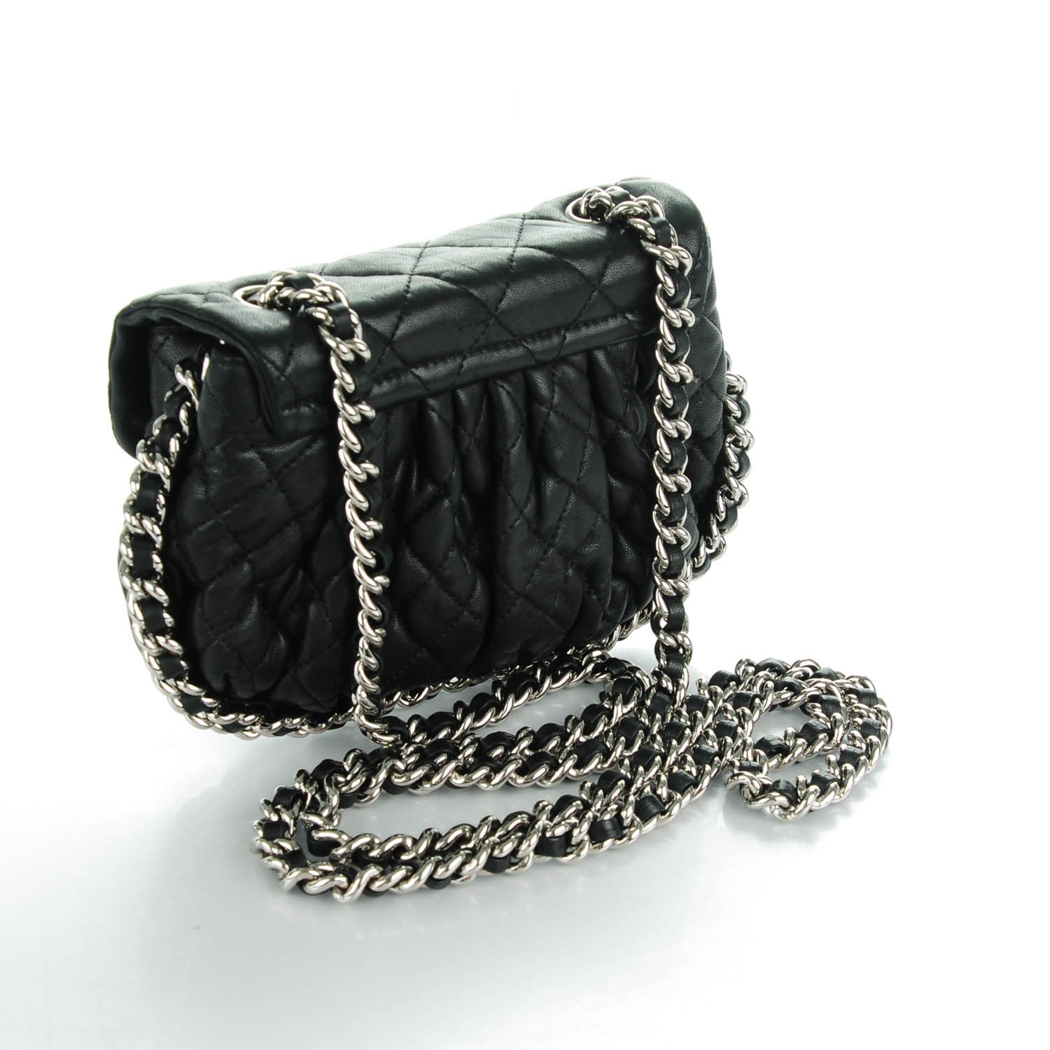 Chanel Washed Lambskin Quilted Mini Chain Around Flap Black 3 of 7