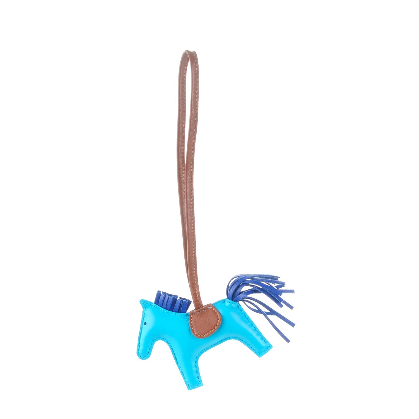 Milo Lambskin Grigri Rodeo Horse Bag Charm PM Bleu Azteque Bleu Electrique Fauve