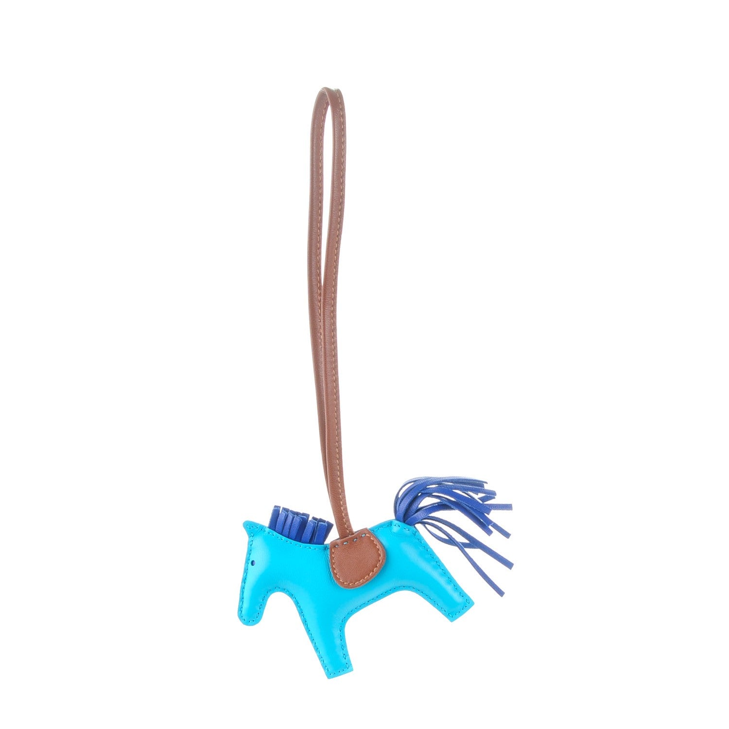 Hermes Milo Lambskin Grigri Rodeo Horse Bag Charm PM Bleu Azteque Bleu Electrique Fauve 1 of 3