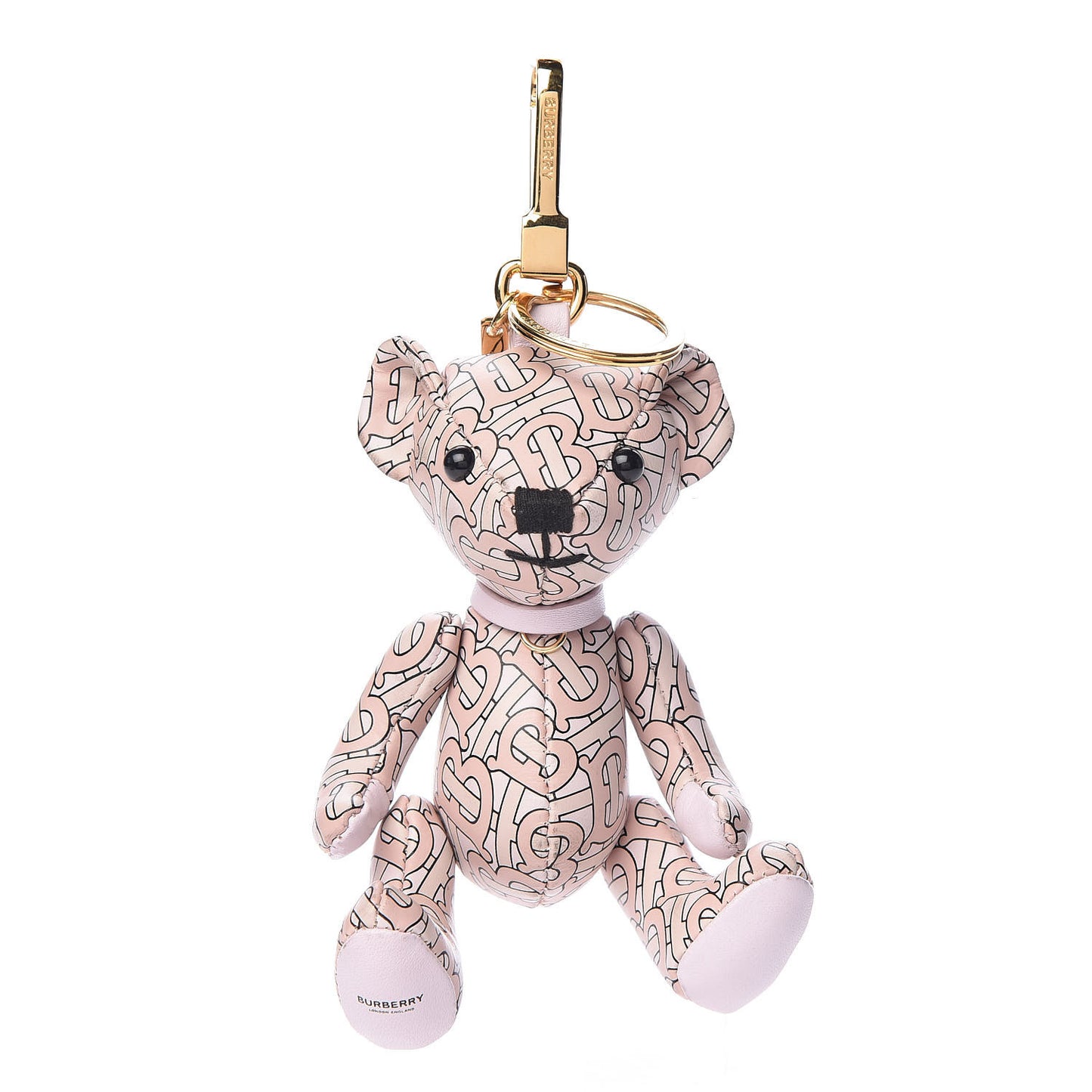 Calfskin Print Monogram Thomas Bear Bag Charm Pink
