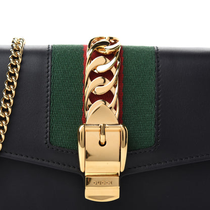 Gucci Calfskin Super Mini Sylvie Chain Shoulder Bag Black 10 of 11
